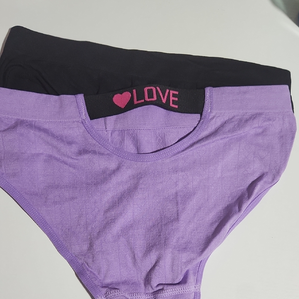Womens Small Love Panties - Black and Purple